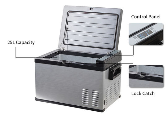 Congelatore per auto solare da 25L per campeggio Congelatore a porta singola Refrigeratore portatile a doppia corrente