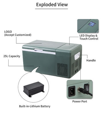 Frigorifero da viaggio Carica solare e batteria al litio integrata 40L Frigorifero auto